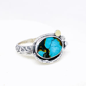 Sterling Silver Turquoise Ring - Turquoise Western Ring Size 8 1/2