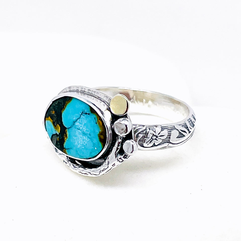 Sterling Silver Turquoise Ring - Turquoise Western Ring Size 8 1/2