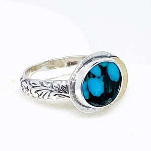 Sterling Silver Turquoise Ring - Turquoise Celestial Ring Size 6 1/2