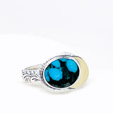 Sterling Silver Turquoise Ring - Turquoise Celestial Ring Size 6 1/2