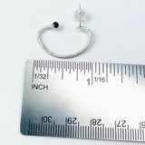 Sterling Silver Half Hoop Post Earrings - Black Spinel