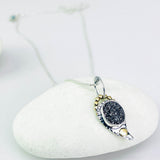Black Druzy Quartz Crystal Pendant - Moonseed Talisman