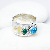 Sterling Silver Celestial Branch Ring - Wide Band Ring Size 7