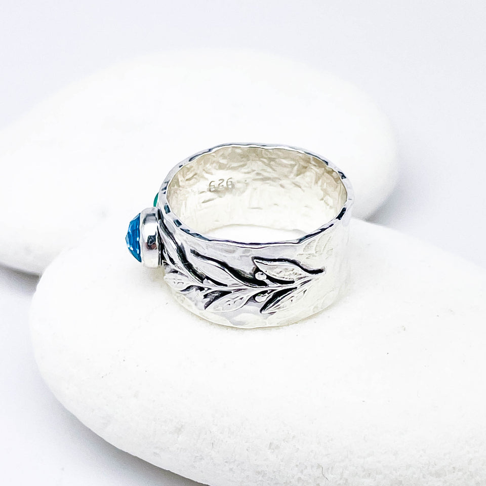 Sterling Silver Celestial Branch Ring - Wide Band Ring Size 7