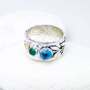 Sterling Silver Celestial Branch Ring - Wide Band Ring Size 7