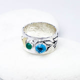 Sterling Silver Celestial Branch Ring - Wide Band Ring Size 7