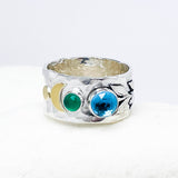 Sterling Silver Celestial Branch Ring - Wide Band Ring Size 7