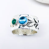 Sterling Silver Celestial Branch Ring - Wide Band Ring Size 7