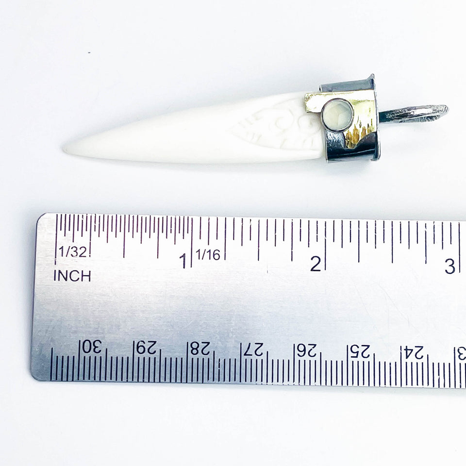 Hand Carved Totem Bone Pendant - DawnsArtisanJewelry.com