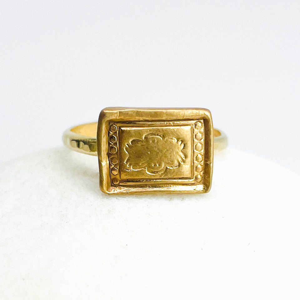 Bronze Signet Women’s Signet Ring Gold Size 8 - DawnsArtisanJewelry.com