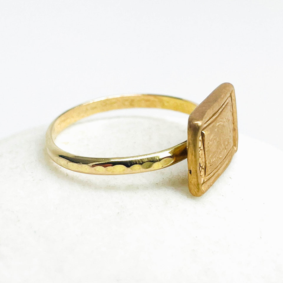 Bronze Signet Women’s Signet Ring Gold Size 8 - DawnsArtisanJewelry.com