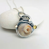 Citrine Shark Eye Shell Necklace - DawnsArtisanJewelry.com
