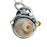 Citrine Shark Eye Shell Necklace - DawnsArtisanJewelry.com