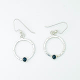 Sterling Silver Small Hoop Earrings - Black Spinel