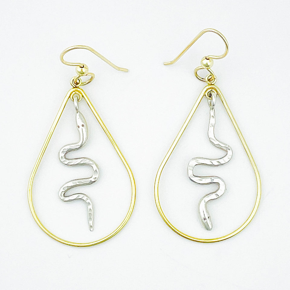 Gold & Silver Serpent Earrings