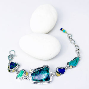 Sterling Silver Link Bracelet Stones | Earth Totem Talisman Bracelet