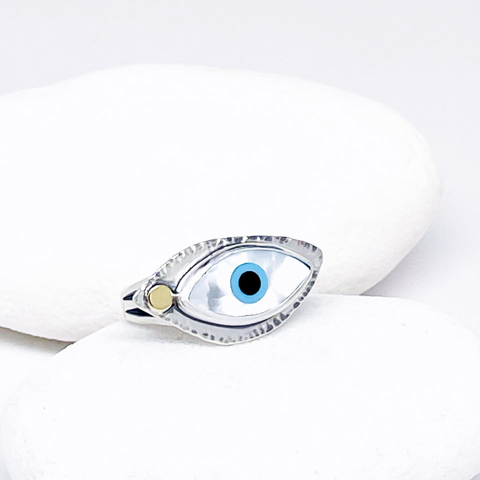 Sterling Silver Evil Eye Ring - All Seeing Eye Size 7 3/4