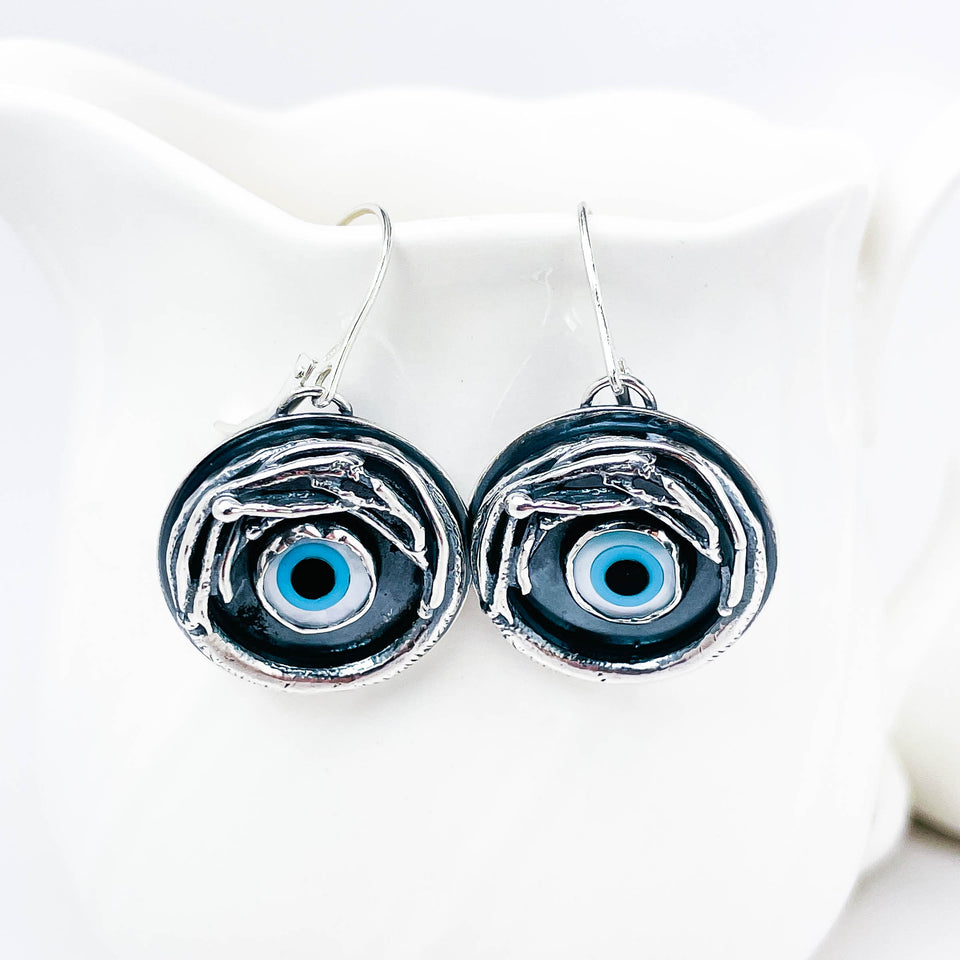 Sterling Silver Evil Eye Earrings - Nest Eyes