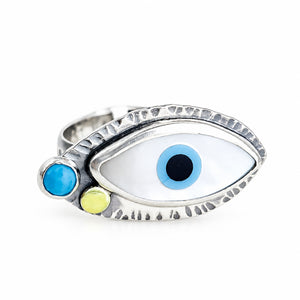 Sterling Silver Eye of Protection Ring - All Seeing Eye Talisman Size 8