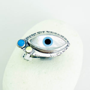 Sterling Silver Eye of Protection Ring - All Seeing Eye Talisman Size 8