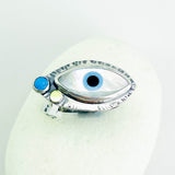 Sterling Silver Eye of Protection Ring - All Seeing Eye Talisman Size 8