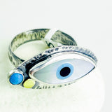 Sterling Silver Eye of Protection Ring - All Seeing Eye Talisman Size 8