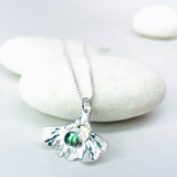 Sterling Silver Ginkgo Pendants Crescent Moon | Ginkgo Soul Resilience Talisman