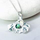 Sterling Silver Ginkgo Pendants Crescent Moon | Ginkgo Soul Resilience Talisman