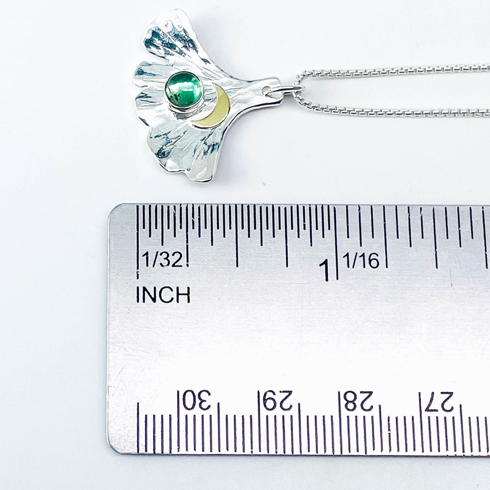 Sterling Silver Ginkgo Pendants Crescent Moon | Ginkgo Soul Resilience Talisman