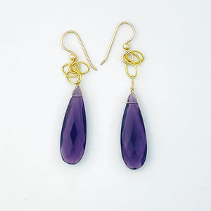 Gold and Amethyst Dangle Earrings