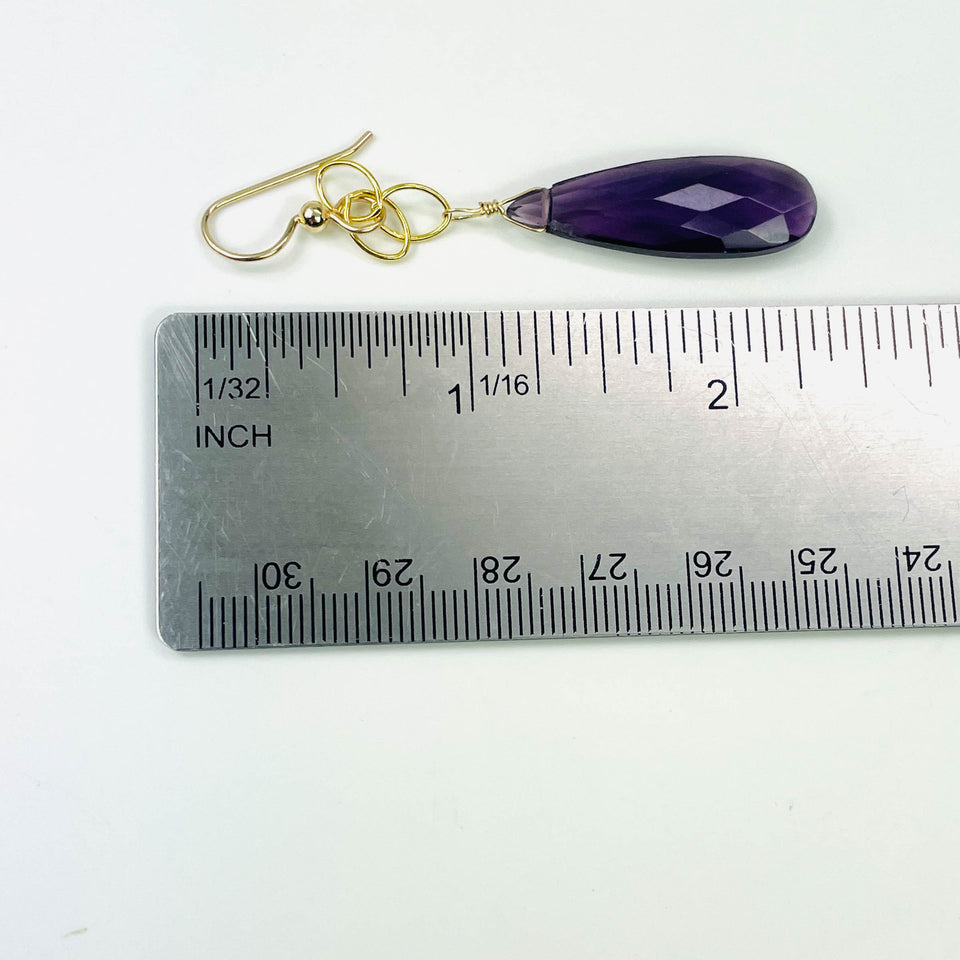 Gold and Amethyst Dangle Earrings
