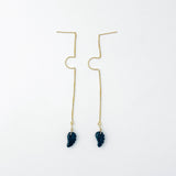 Onyx and Gold Angel Wings Threader Earrings