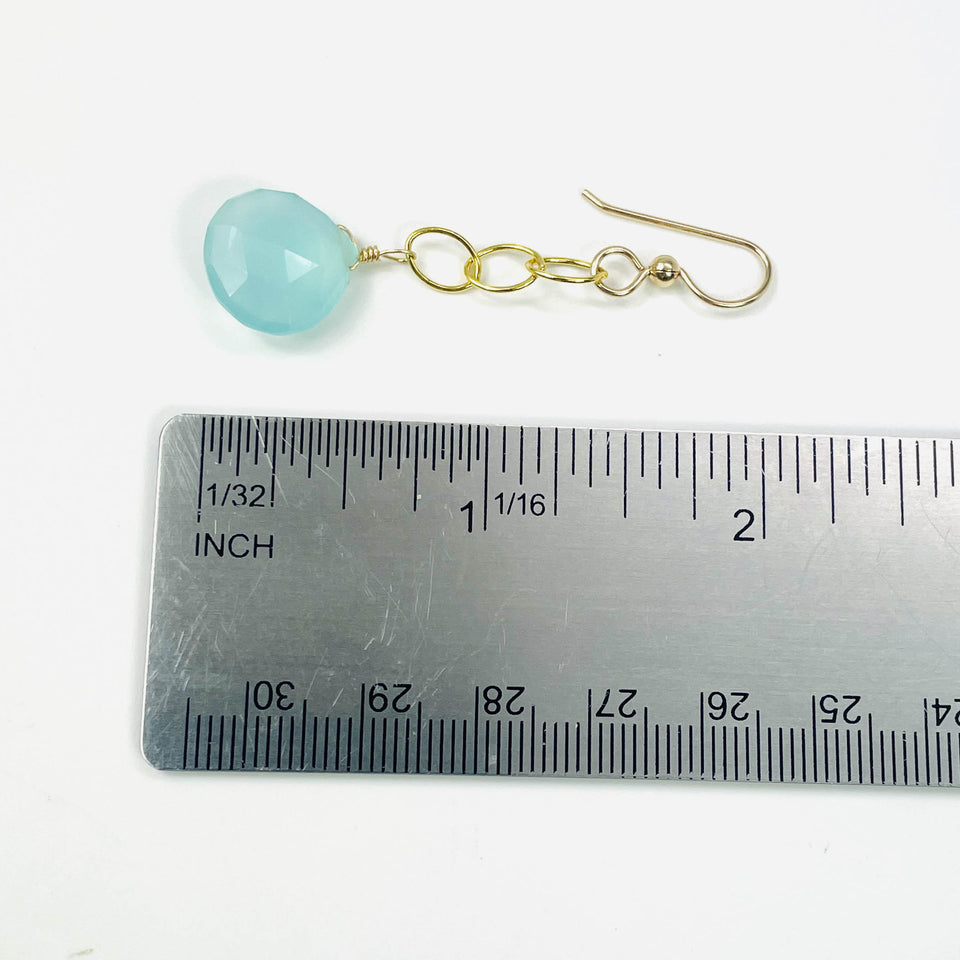Gold and Faceted Chalcedony Dangle Earrings