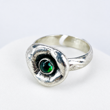 Green Tourmaline Crater Ring Size 8