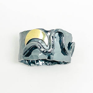 Gunmetal Sterling Silver Serpent Ring Size 8 1/2 Spiritual Insight Talisman