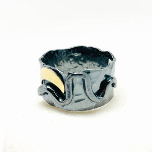 Gunmetal Sterling Silver Serpent Ring Size 8 1/2 Spiritual Insight Talisman