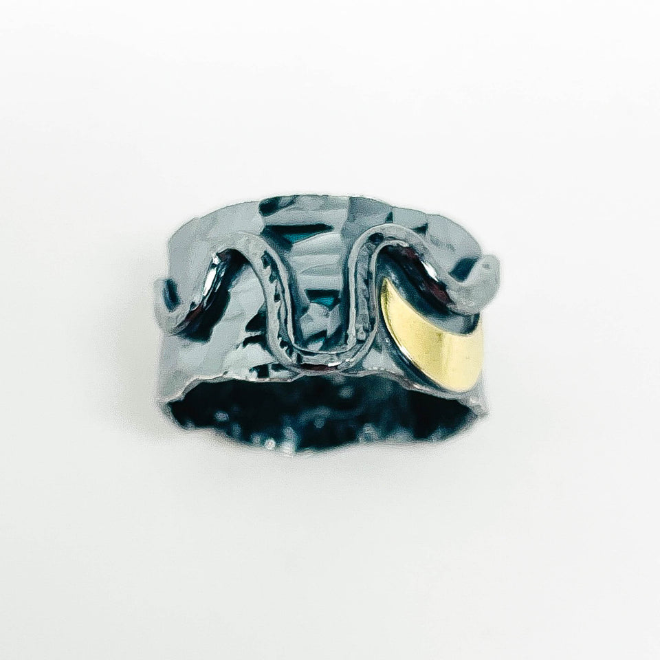 Gunmetal Sterling Silver Serpent Ring Size 8 1/2 Spiritual Insight Talisman