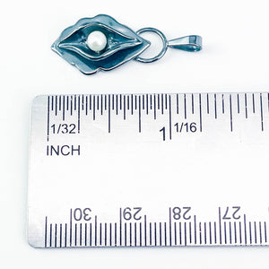 Gunmetal Sterling Silver Pendant - Birth Flower Pendant w/Pearl