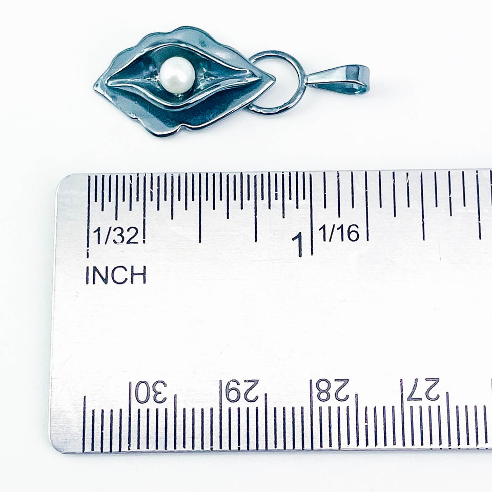Gunmetal Sterling Silver Pendant - Birth Flower Pendant w/Pearl