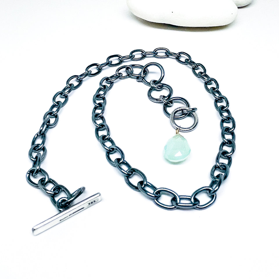 Chunky Chain Necklace with Chalcedony