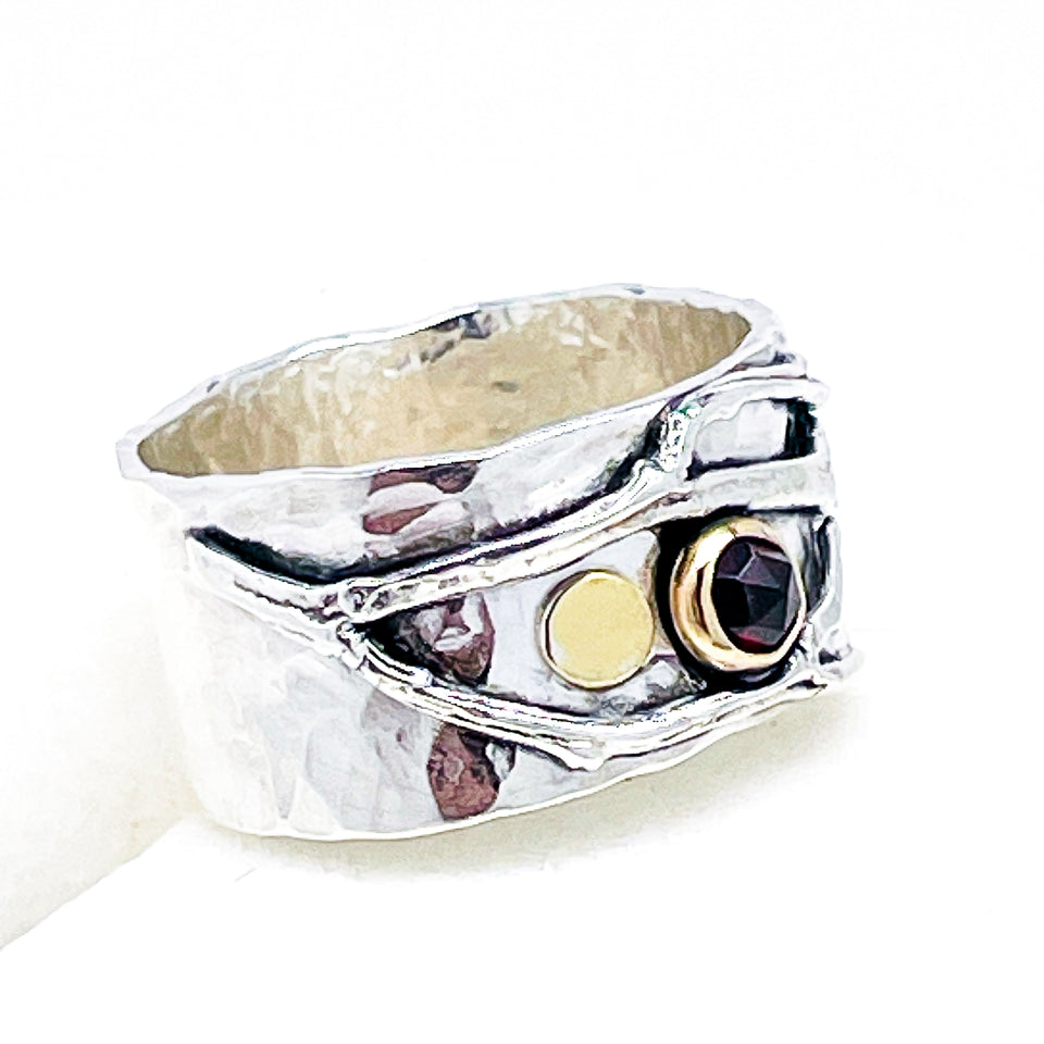 Sterling Silver Garnet Branch Ring Size 7 1/2