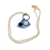 Garnet Moonstone Pendant Necklace with Gold Chain