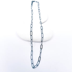 Sterling Silver Gunmetal Paper Clip Chains