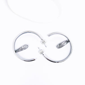 Sterling Silver Earrings Hoops with Black Rutilated Quartz
