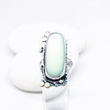 Sterling Silver, Chalcedony and Gold Ring Size 7 3/4