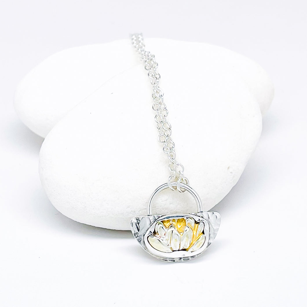 Sterling Silver and Gold Lotus Necklace
