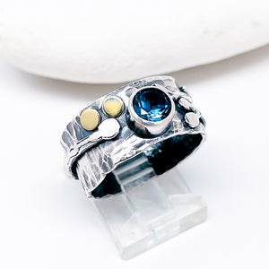 Sterling Silver London Blue Topaz Ring Size 8 3/4