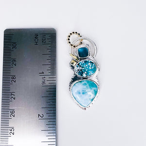 Brushed Blue Topaz Totem Pendant