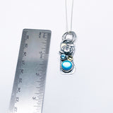 Sterling Silver Opalite and Blue Topaz Lotus Necklace - DawnsArtisanJewelry.com