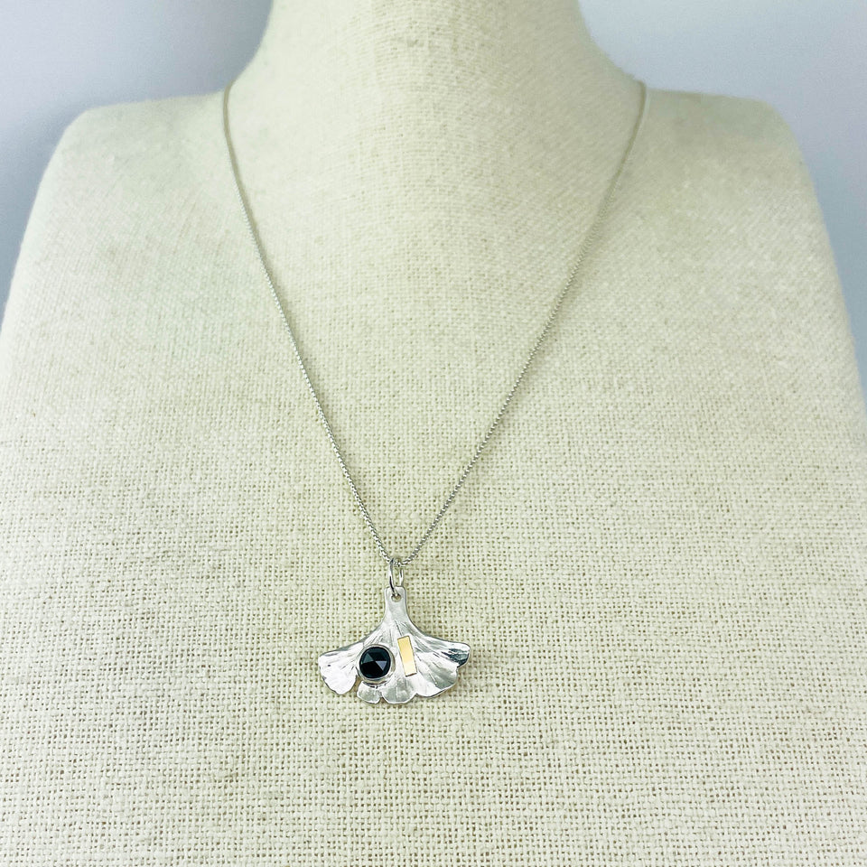 Sterling Silver Ginkgo Pendants Crescent Moon | Ginkgo Soul Resilience Talisman